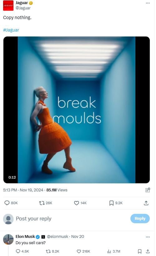elon-musk-reaction-on-jaguar’s-ad